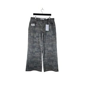 Refrain Los Angeles Camo Wide Leg Jeans Grey Charcoal Camouflage PrintedDenim 31